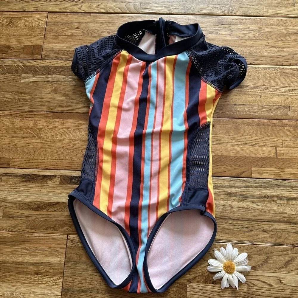 Art‎ Class  Striped Colorful One Piece Swimsuit  Size 7/8